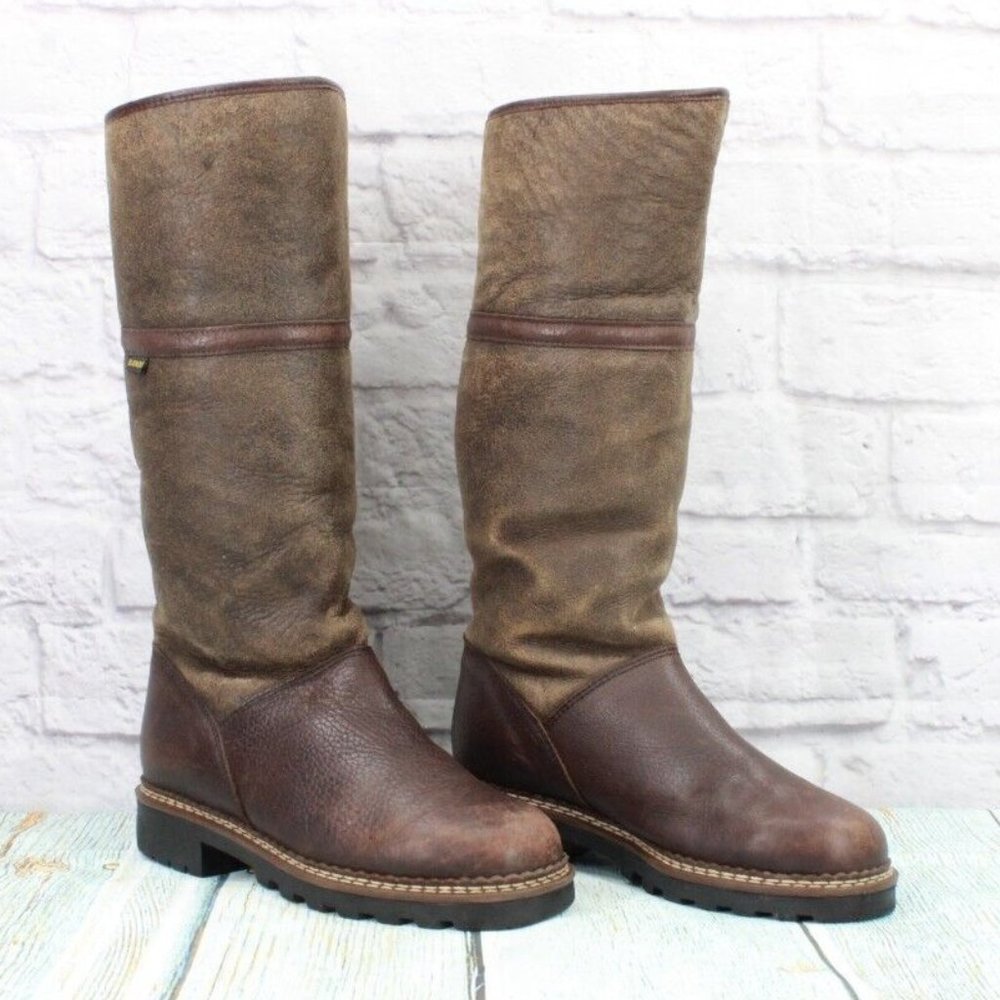 Blondo Brown Leather Waterproof Shearling Lined Tall Duck Boots Size 8 B - Picture 3 of 9